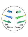 Glasvezelkabel-set compleet SC-LC BLAUW en GROEN